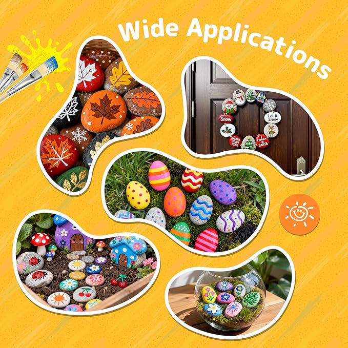 Simetufy 150 Pcs River Rocks for Painting, 2"-3" Painting Rocks, Flat & Smooth Stones Bulk to Paint, Natural Crafts & Art for Kids Adults