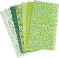 PATIKIL Cotton Fabric Bundles, 7 Pcs 20 x 20 Inch Pure Cotton Fat Quarter Floral Printed Precut Fabric Squares for Sewing Patchwork Quilting DIY Crafts, Green
