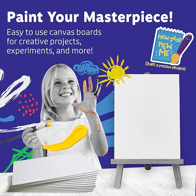 Artlicious Canvases for Painting - Pack of 24, 8 x 8 Inch Blank White Canvas Boards - 100% Cotton Art Panels for Oil, Acrylic & Watercolor Paint