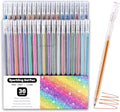 36 Colors Glitter Gel Pens for Art Supplies, Vibrant Sparkle Metallic Ink with Shimmer Effect, Fine Point Capped Set for Coloring Books, Drawing, Journaling, Note Taking and Scrapbooking
