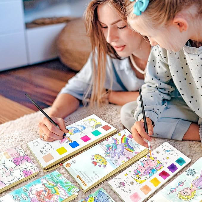 Paint with Water Coloring Books for Kids, Pocket Mess Free Watercolor Painting Kit, Water Color Paint Set Arts and Crafts Gift for Girls Ages 4 5 6 7 8+, Travel Activity Toy - Princess