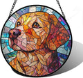 Stained Glass Window Hanging, Cute Dog Abstract Sun Catchers Colorful Glass Panel Texture Suncatcher Decor for Birthday for Women, Men, Wife, Aunt, and Mom 7.8 in