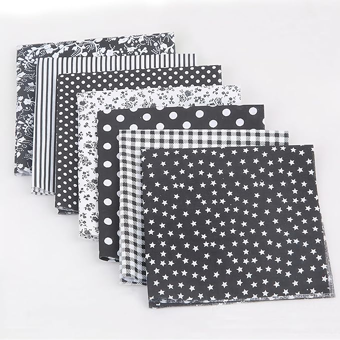 XANADU 10x10 Inch Cotton Fabric Squares Bundle -14 Pcs Pre-Cut Quilting Fabric for Sewing & Craft Patchwork (Red + Black)