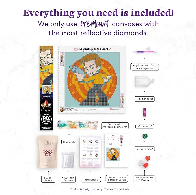 DIAMOND ART CLUB Star Trek Kirk Canvas Diamond Painting Kit, Round 5D Diamond Art for Adults and All Ages, 13" x 13" (32.8 x 32.8 cm)