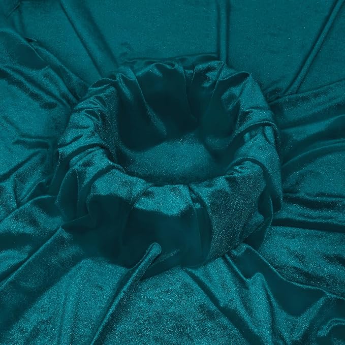 KKJIAF Teal Stretch Velvet Fabric 60 Inch Wide, 5 Yard Soft Stretchy Fabric for Sewing Clothes, Apparel, Costume, Crafts - 90% Polyester 10% Spandex