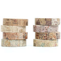 YUBX Vintage Washi Tape Set 8 Rolls Thin Retro Decorative Antique Patterns Masking Tapes for Arts, DIY Crafts, Journals, Planners, Scrapbook, Wrapping (Junk Books)