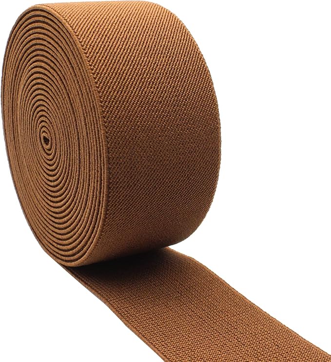 Dortrue 2 Inch 5 Yards Brown Sewing Elastic Band Heavy Stretch High Elasticity Elastic Spool for Sewing Pants Waistband, Straps, Craft DIY Projects