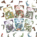 Courtyard Corner Set – 180 Vintage Floral Stickers for Junk Journal, Scrapbook Supplies, DIY Journaling, L-Shaped Decorative Labels