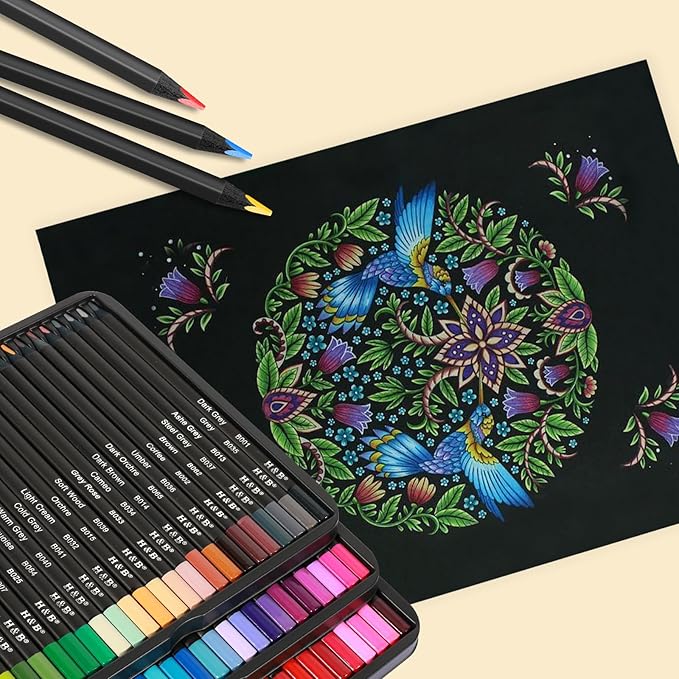 H & B 72-Color Colored Pencils Set – Professional Soft Core Vibrant Drawing & Sketching Pencils for Shading, Coloring for Adults, Artists & Beginners, Ideal Gift Set