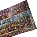 6 Rolls Dark Magic Bookcase PET Tape Set with Clip, Waterproof Gothic Scrapbook Sticker Rolls for Journaling, Bullet Diary, and Ephemera Craft Supplies