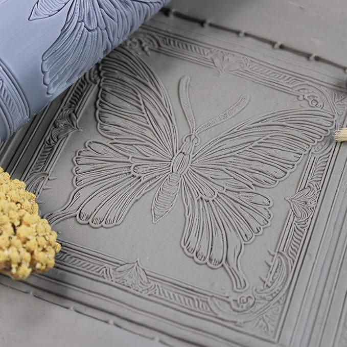 Butterfly Clay Texture Roller (4") - Insect Set #01 - Embossing Pattern Roller for Polymer & Ceramic Clay, Pottery & Crafts