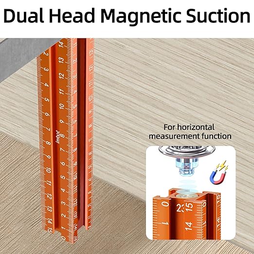 Imbot Magnetic 4-Sided Laser Scale Scribing Tool-Leveling Ruler with Magnetic Base-Multi-Purpose Woodworking Marking Tool for DIY, Woodworking, Carpentry, Furniture Making and Construction
