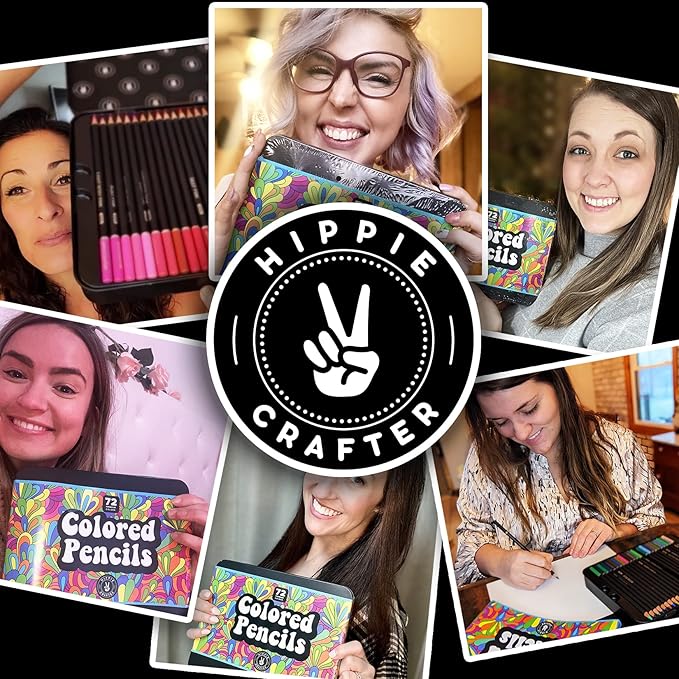 HIPPIE CRAFTER Color Pencils, 72 Colored Pencils for Adult Coloring Books, Professional Artist Set, Premium Soft Pencil Colors for Drawing, Sketching, and Art Supplies for Beginners and Kids