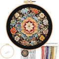 FONNUY Floral Embroidery Kit, Cross Stitch Kits for Beginners, Handmade Crafts with Printed Patterns for Beginner Adults, Easy to Follow Color Thread Needlework, 8'' Hoop (Wildfire of Blossoms)