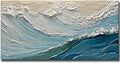 V-inspire Art,24x48 Inch Hand drawn Oil Painting, Modern Home Canvas Wall Decoration - The Surging Waves - Abstract Mural Painting