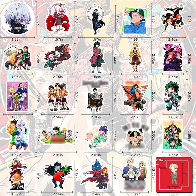 Arme Large Anime Stickers Mixed Pack,600Pcs Mixed with Classic Anime Theme Sticker Pack,Vinyl Waterproof Stickers and Decals for Bottles, Laptops, Skateboards&Notebooks, Sticker for Adults&Kids&Teens