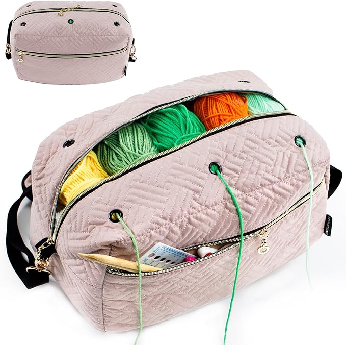 Crochet Bag Organizer - Knitting Bag - Yarn Storage Organizer - Yarn Bag for Crocheting - Yarn Holder for Crochet Accessories, Crocheting & Knitting Gifts