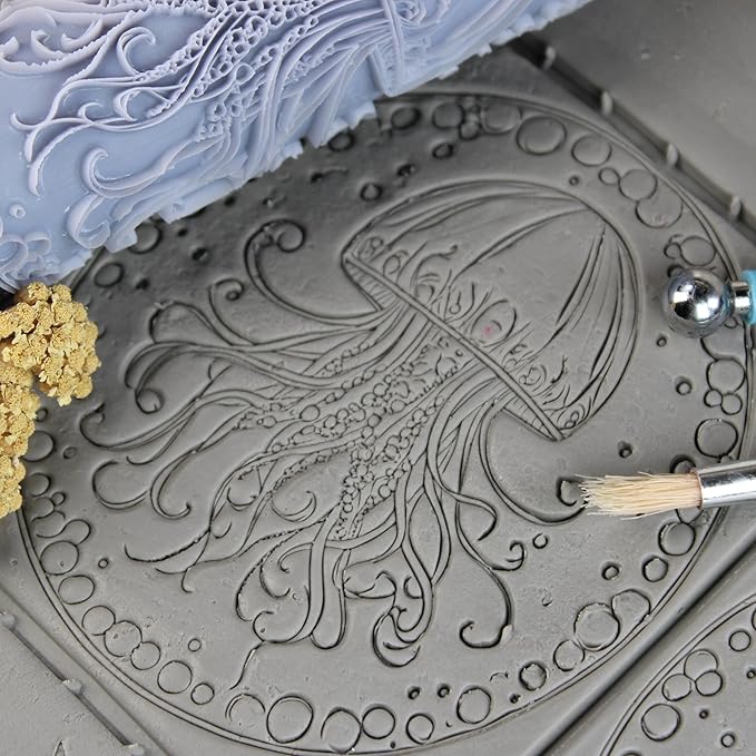 Jellyfish Clay Texture Roller (4") - Ocean Set #01 - Embossing Pattern Roller for Polymer & Ceramic Clay, Pottery & Crafts