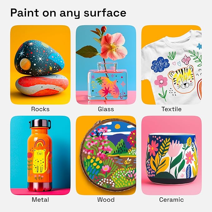 ARTISTRO 72 Acrylic Paint Markers for Rock, Fabric, Wood, Glass, Craft, Decoration - Dual-Tip Paint Pens - Stocking Stuffers, Christmas Gift Idea for Teens, Grandkids, Kids - Art Supplies