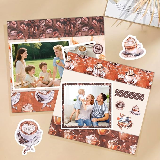 Konsait 24 Sheets Coffee Origami Paper 6x6, Single Sided Craft Paper Sheets Pattern Papers Coffee Party Decorations Decorative Cardstock for Card Making Supplies Scrapbook Supplies