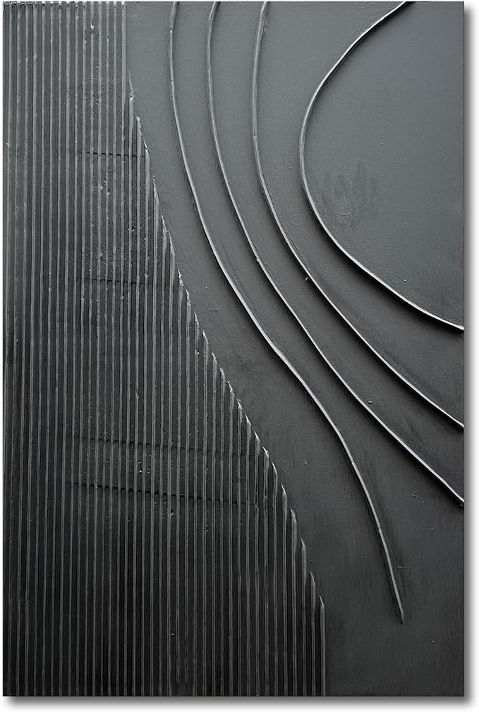 NANKAI Art Hand-Painted Thick Texture Black Minimalist Oil Painting Large Home Wall Decorative Art Oil Painting 45x30 inches