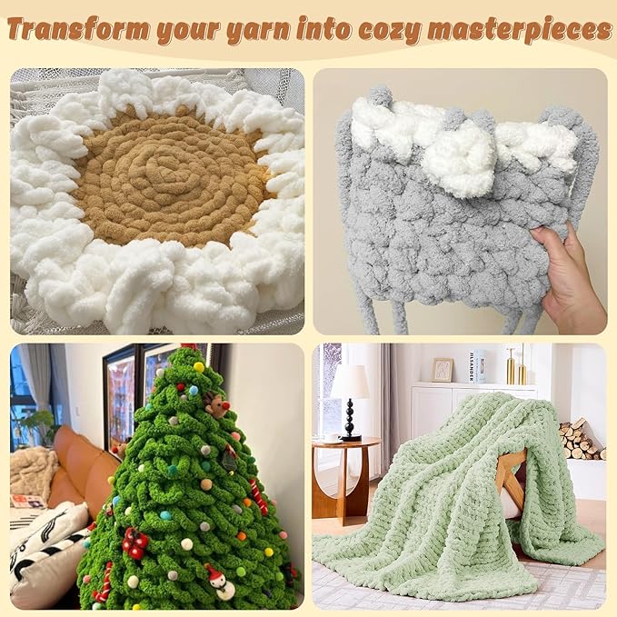 Inhand 8 Pack Chunky Chenille Yarn for Crocheting–30.6 Yards, 7.7oz, Soft Fluffy Thick Yarn, Gifts for Women/Grandma Birthday Christmas Unique, Hand Knitting for Blankets & DIY Crafts (Sage Green)