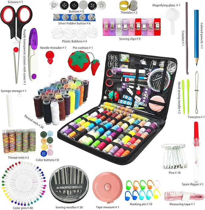 FREFTA Sewing Kit for Adults Beginner and Professionals, Home, Travel Sewing Kit with Sewing Pins and Needles,Seam Rippers,Thread,Threaders for Hand Sewing with Scissor and Accessories (N - 41)