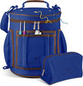 Hearth & Harbor Crochet Bag Organizer – Durable Knitting Bag, Yarn Organizer for Accessories and Supplies, Canvas Yarn Holder, Crochet Carrying Case with Accessories Pouch, Storage Organizer – Blue