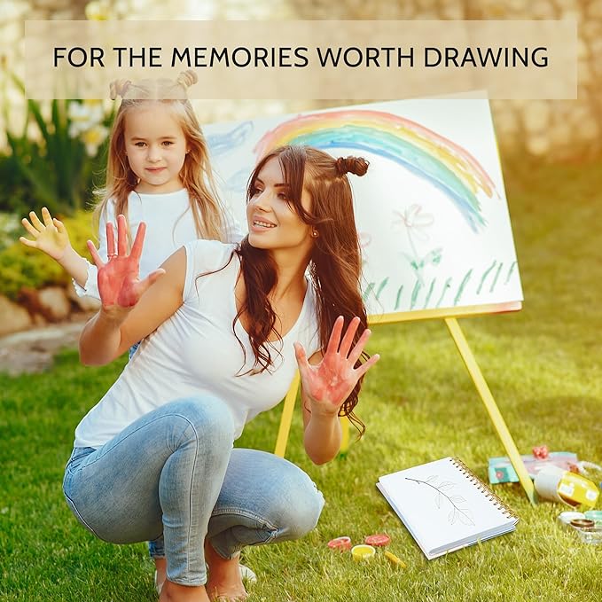 Yoment 5.5" x 8.5" Sketch Book Small Sketchbook for Drawing 100 Sheets Hardcover Spiral Sketch Pad for Kids(68lb/100gsm) Art Sketchbook Drawing Blank Paper Book for Beginners Artists with Pencil Blue