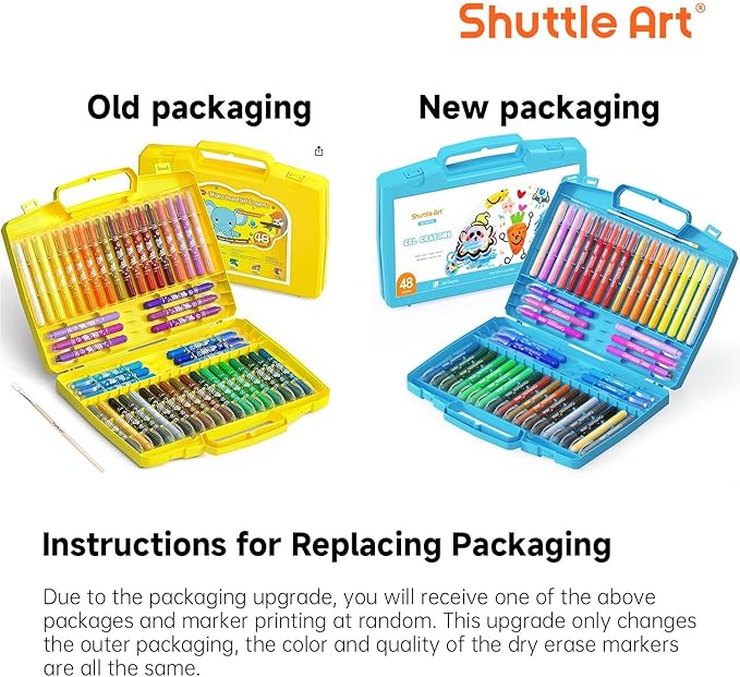 Shuttle Art 48 Colors Gel Crayons for Toddlers, Non-Toxic Crayons Set with 1 Brush and Foldable Case for Kids Children Coloring, Crayon-Pastel-Watercolor Effect, Ideal for Window Paper Glass