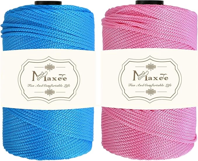Maxee Premium Polyester Macrame Cord 3 mm × 218 yd (2 Pack),3mm 100% Polypropylene Macrame Cord,Ideal for Crochet, Wall Hangers, Bags, Rugs & DIY Crafts