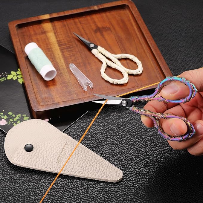 Small Sewing Scissors Sharp Tip Little Scissor with Cover for Embroidery Needlework Threading Knitting Craft DIY Tool Rainbow