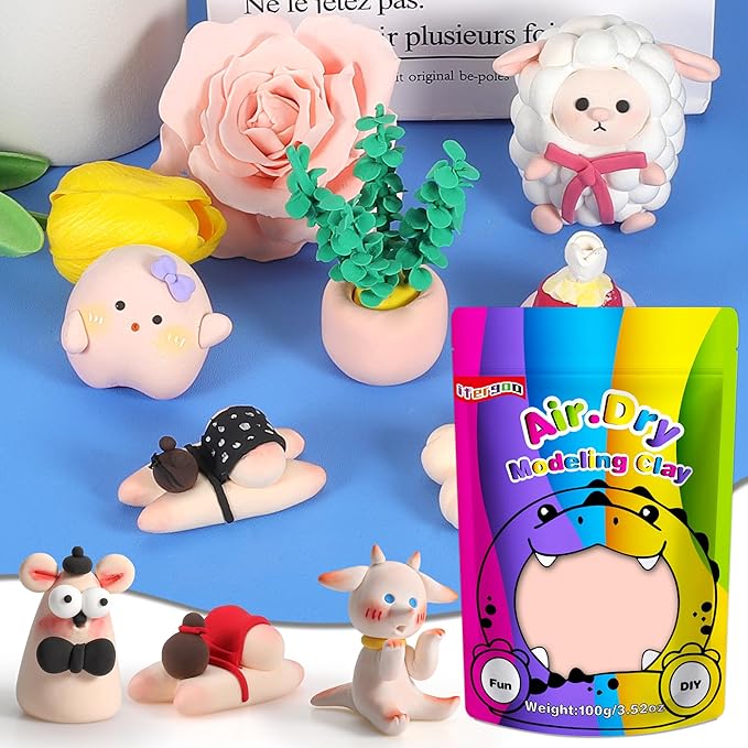 iFergoo Skin Air Dry Clay, DIY Creative Modeling Clay for Kids, Super Light Magic Clay for Kids Age 3-12, Safe & Non-Toxic, Molding Clay for Sculpting (Skin/100g, 100g/3.5oz)