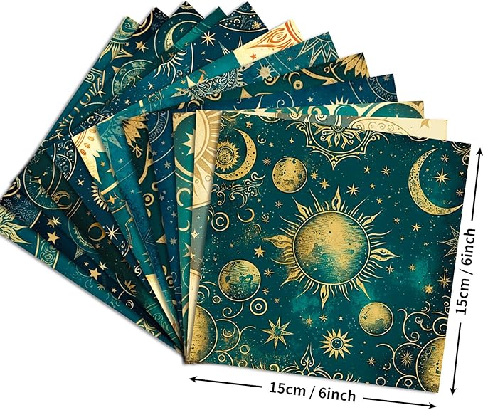 12 Sheets Astrology Scrapbook Paper,Vintage Craft Scrapbooking Paper Pad,Journaling Scrapbooking Supplies,Cardstock Decorative Craft Paper