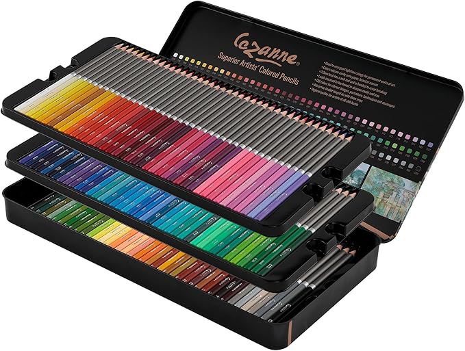 Cezanne Premium Colored Pencil Set - Soft Wax Core Colored Pencils for Drawing, Blending, Coloring, Professional Artists & More! - 120 Count Bundle w/Sharpener, Colorless Blenders, & Spiral Pad