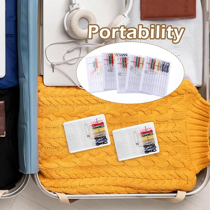 36 Boxes Mini Sewing Kit Bulk Easy Pre Threaded Needle Kit Travel Sewing Threaded Needle Holder Small Home Travel Box with Pin Button, Assorted Colors ﻿