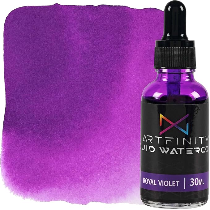 Liquid Watercolor Paint 30 ml Bottle, Royal Violet - Vibrant Dye-Based Liquid Watercolor w/Glass Pipette, Fast-Drying, Fine Art Paint for Calligraphy, Airbrushing & Traditional Art