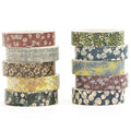 10 Rolls Skinny Washi Tape Set Texture Arts Adhesive Tapes Basic Patterns Decorative Masking Tape Sets for Craft, Kids, Scrapbook, DIY, Gift Wrapping (Style Three)
