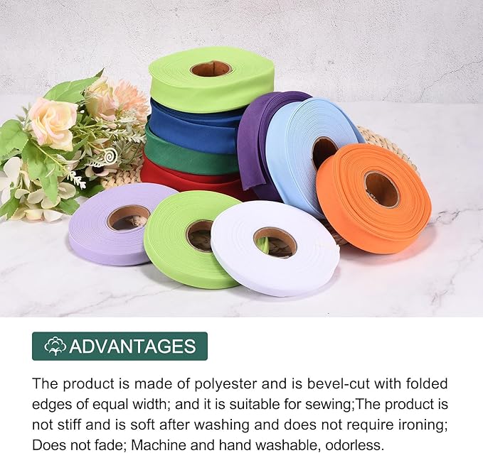 MECCANIXITY 1 Inch Single Fold Bias Tape Polyester Continuous Bulk Bias Tape for Sewing,Seaming Quilting Hemming Binding Crafts (Gray 10 Yards)
