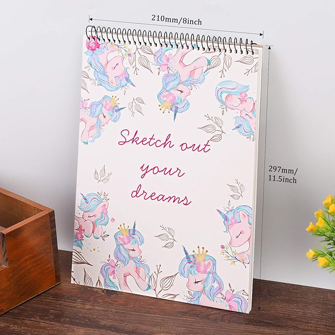 Sketchbook for Kids, Unicron Sketch Book for Girls and Artist Kids to Drawing and Sketching or Doodling, 8.5"x11", Spiral Bound Art Paper, Acid Free (110gsm)