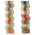 Gold Foil Floral Decorative Tape Set 20 Rolls Retro Washi Tape Aesthetic DIY Art Masking Tape for Kids Craft Notebook Planner Book Scrapbooking & Stamping Supplies Gift Wrapping