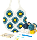 Yeezhee Crochet Kit for Advanced or Intermediate Beginners, Crochet Bag Kit with Step-by-Step Video Tutorials, Granny Square Crochet Tote Bag Set, Knitting Kit Including Yarn, Crochet Hook, Corydalis