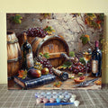 Tucocoo DIY Paint by Numbers for Adults Vintage Wine Fruit DIY Digital Oil Painting Acrylic Paint Fruit Wine Painting Kits Canvas Wall Art Wine Fruit DIY Retro Room Decor 16x20 Inch （DIY Frame ）