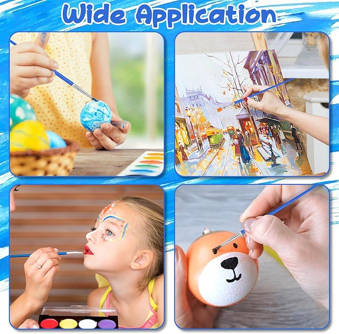 Paint Brush Bulk, 50 Pcs Small Brushes for Acrylic Painting, Craft Paint Brushes Set for Kids Watercolor Face Canvas Detail Painting (Flat & Round)