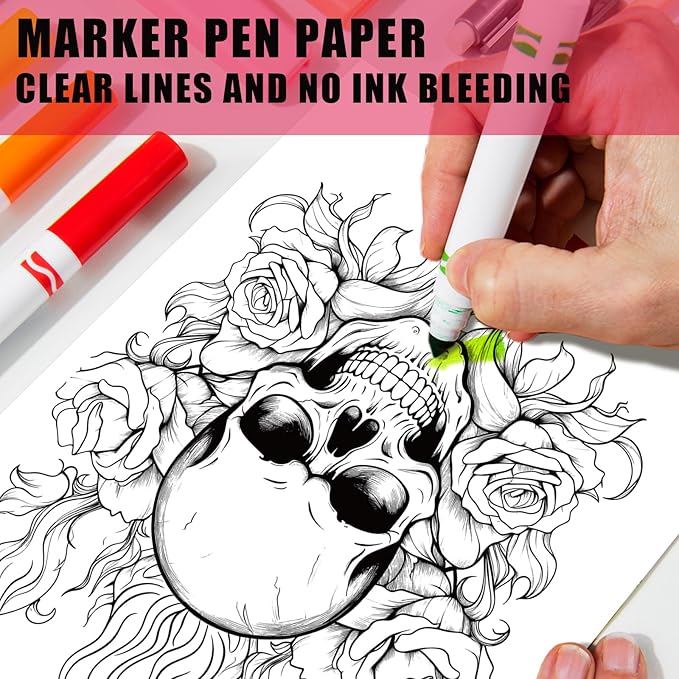 Tlenpo Sugar Skull Coloring Book for Adult Women Relaxation, Spiral Bound, Printed Single-Sided, Adult Coloring Book for Women Arts and Crafts Sugar Skull Mindfulness Gift with 50 Pages
