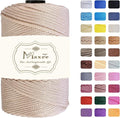 Maxee Premium Polyester Macrame Cord 3 mm × 218 yd,3mm 100% Polypropylene Macrame Cord,Ideal for Crochet, Wall Hangers, Bags, Rugs & DIY Crafts（Khaki White）