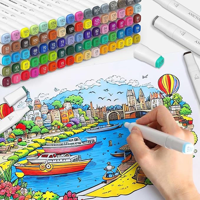 Alcohol Markers 262 Colors with Base Support, Drawing Art Markers Perfect for Students Kids and Adults Comics Sketching Illustration Artistic Creation Gift