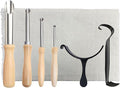 ReArt Pottery Tools 7 Pcs Pack, Special Linen Hessian Cotton Linen, Trimming Tools, 4 Pack Stainless Steel Circular Clay Hole Cutters, Centering Tool