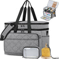IBFUN 3PCS Crochet Bag with Wrist Yarn Holder, Large Yarn Storage Tote Waterproof Knitting Bag Organizer with Adjustable Strap for Hooks, Needles (Up to 14"), Accessories, Crochet Lovers, Tangle-Free