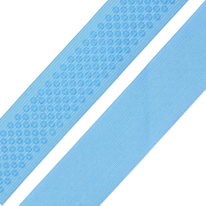 Mandala Crafts 2 Inch Elastic Silicone Gripper Tape for Clothing - 5 Yds Dotted Non Slip Elastic Band for Sewing - Light Blue Silicone Flat Fabric Stretchy Ribbon Straps